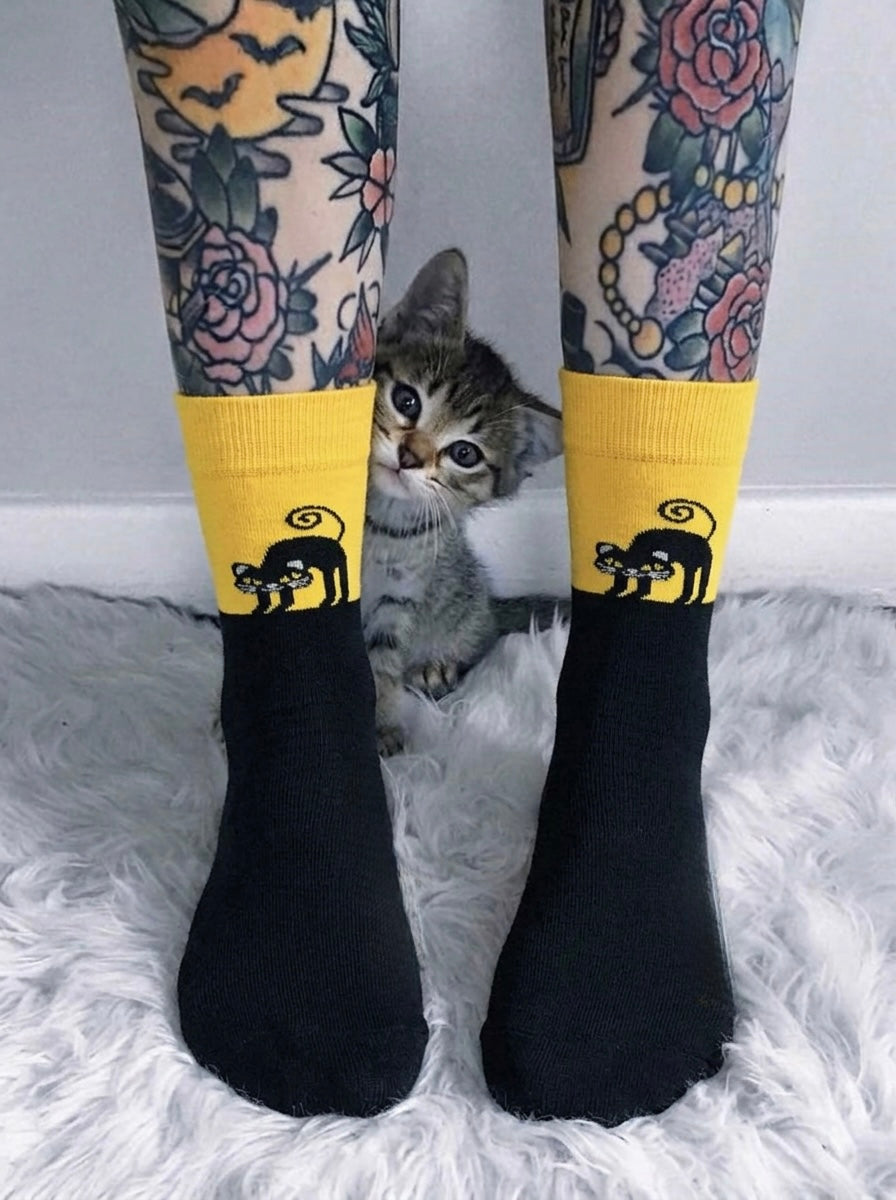 Calcetín Gato Amarillo