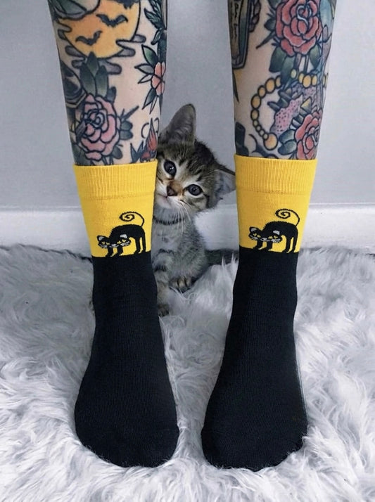 Calcetín Gato Amarillo