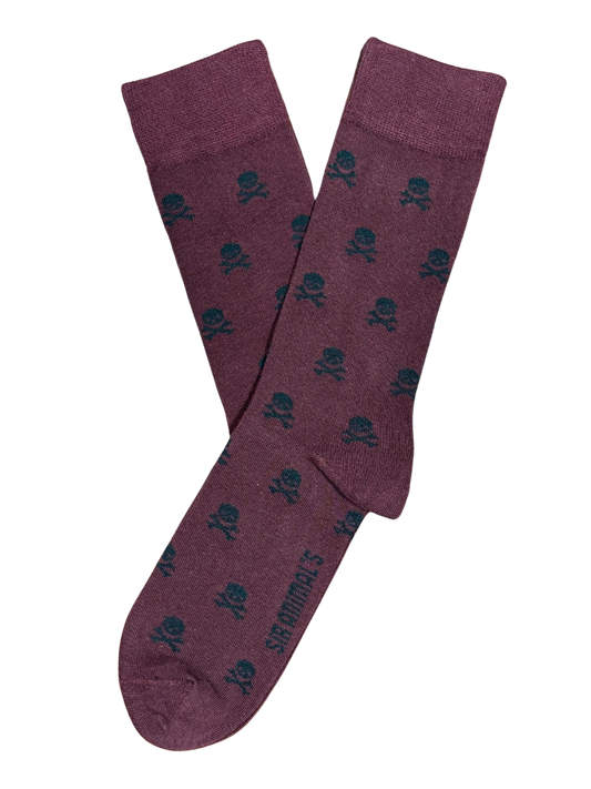 Calcetín Calaveras Burdeos