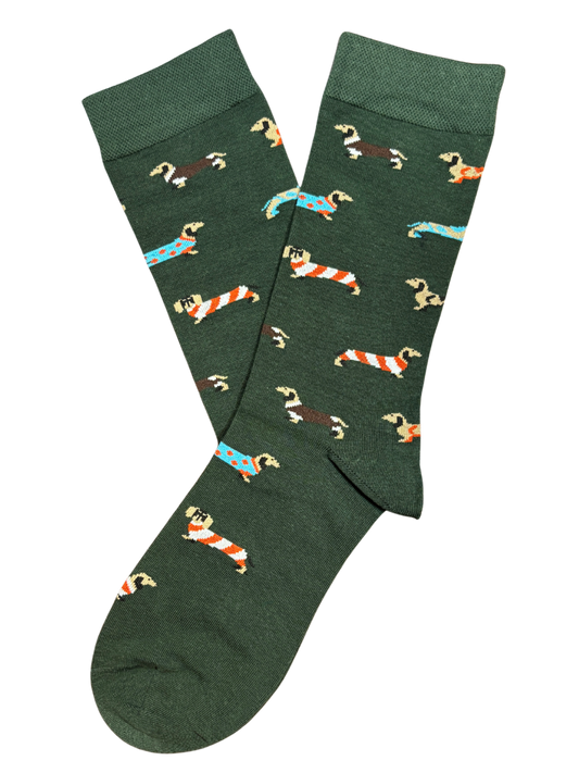 Calcetín Perrito Salchicha Verde